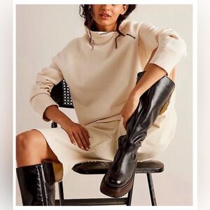 Free People We the Free Just a Game Half-Zip Sweatshirt in Tea (Cream) NWT